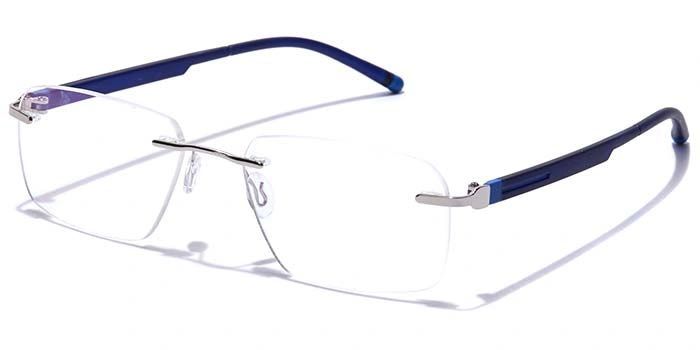 GRAVIATE by Coolwinks E10C7619 Glossy Silver Rimless Rectangle Eyeglasses for Men and Women-SILVER-1