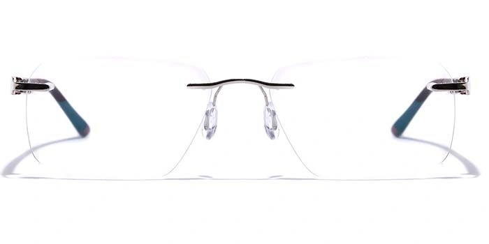 GRAVIATE by Coolwinks E25B7617 Glossy Silver Rimless Rectangle Eyeglasses for Men and Women-