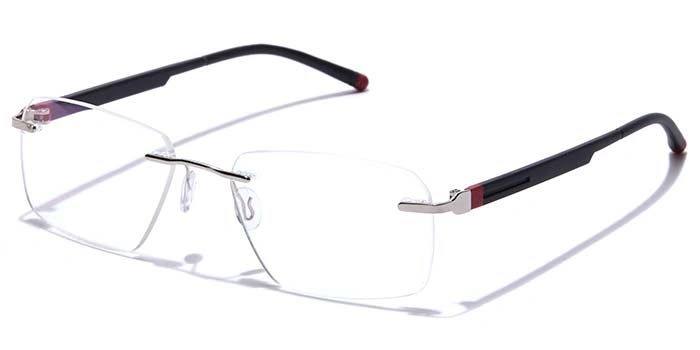 GRAVIATE by Coolwinks E25B7617 Glossy Silver Rimless Rectangle Eyeglasses for Men and Women-SILVER-1