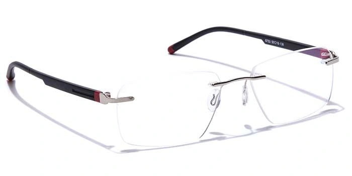 GRAVIATE by Coolwinks E25B7617 Glossy Silver Rimless Rectangle Eyeglasses for Men and Women-SILVER-2