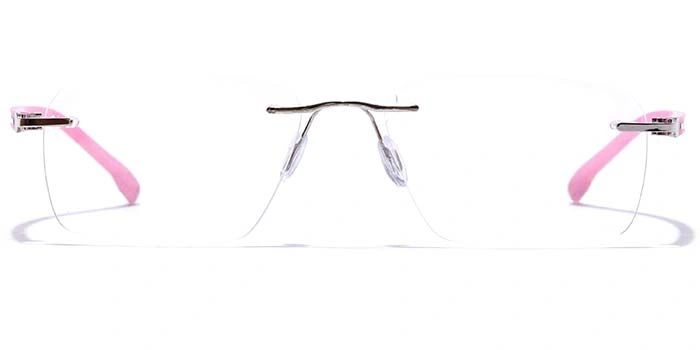 GRAVIATE by Coolwinks E25C7605 Glossy Silver Rimless Rectangle Eyeglasses for Men and Women-