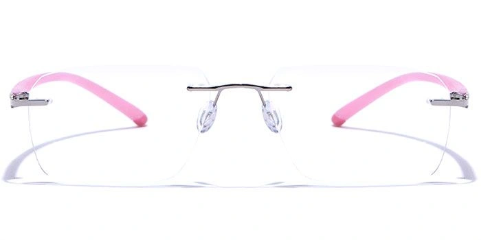 GRAVIATE by Coolwinks E13B7624 Glossy Silver Rimless Retro Square Eyeglasses for Men and Women-