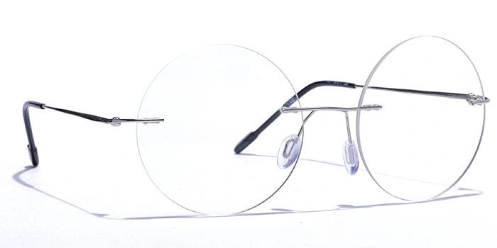 GRAVIATE by Coolwinks E10B6152 Glossy Silver Rimless Round Eyeglasses for Men and Women-SILVER-2