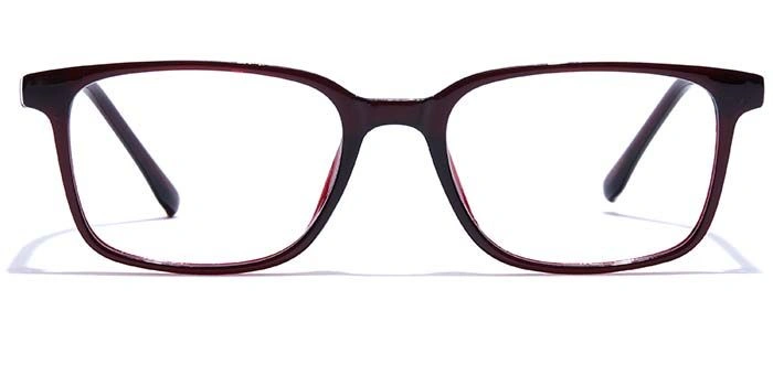 GRAVIATE by Coolwinks E33B7498 Glossy Wine Full Frame Retro Square Eyeglasses for Men and Women-