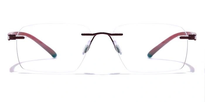 GRAVIATE by Coolwinks E33C7624 Glossy Wine Rimless Retro Square Eyeglasses for Men and Women-