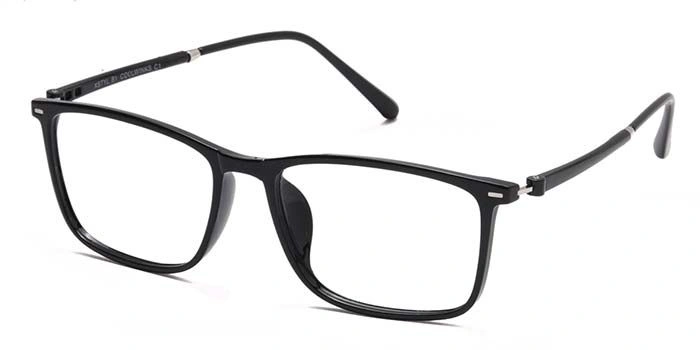 Xstyl by Coolwinks E12A6760 Glossy Black Full Frame Retro Square Eyeglasses for Men and Women-BLACK-1