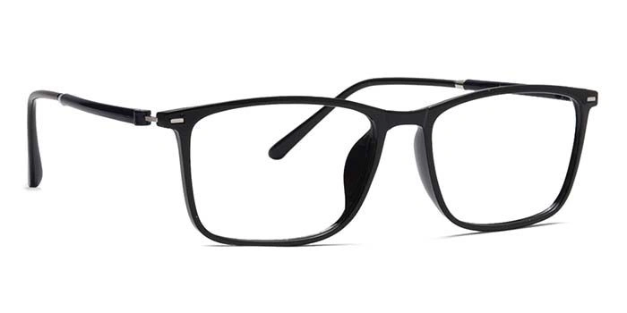 Xstyl by Coolwinks E12B6760 Glossy Black Full Frame Retro Square Eyeglasses for Men and Women-BLACK-2