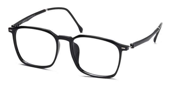 Xstyl by Coolwinks E12C6755 Glossy Black Full Frame Retro Square Eyeglasses for Men and Women-BLACK-1