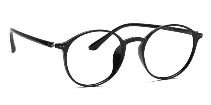 Xstyl by Coolwinks E12A6767 Glossy Black Full Frame Round Eyeglasses for Men and Women-BLACK-2