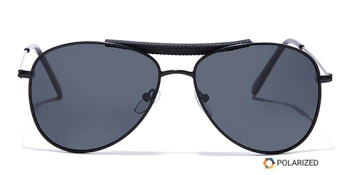 Elite by Coolwinks S12A6485 Black Polarized Pilot Sunglasses for Men and Women-