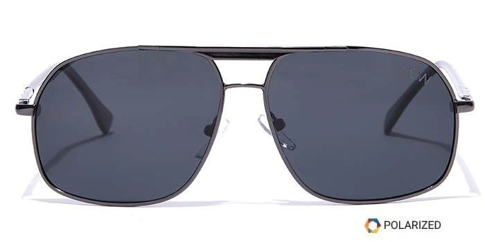 Elite by Coolwinks S12B6434 Black Polarized Retro Square Sunglasses for Men and Women-