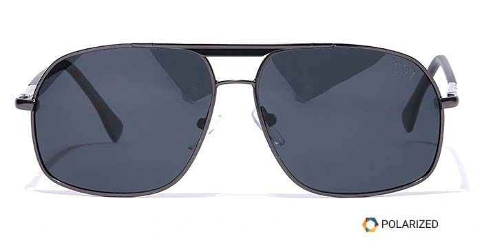 Elite by Coolwinks S12C6434 Black Polarized Retro Square Sunglasses for Men and Women-