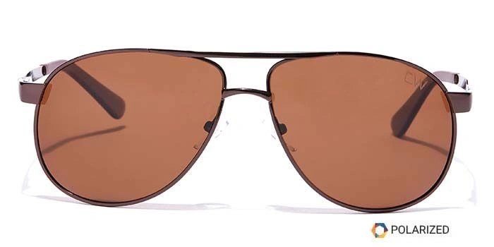 Elite by Coolwinks S15A6474 Brown Polarized Pilot Sunglasses for Men and Women-