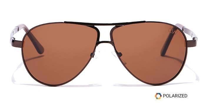 Elite by Coolwinks S15B6491 Brown Polarized Pilot Sunglasses for Men and Women-