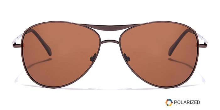 Elite by Coolwinks S15B6496 Brown Polarized Pilot Sunglasses for Men and Women-