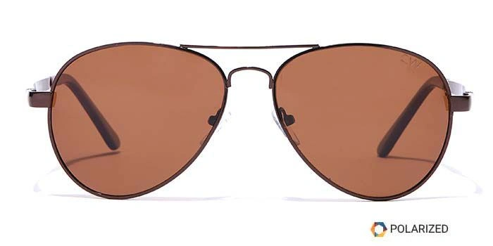 Elite by Coolwinks S15C6432 Brown Polarized Pilot Sunglasses for Men and Women-