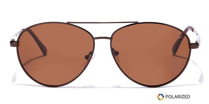 Elite by Coolwinks S15C6488 Brown Polarized Pilot Sunglasses for Men and Women-