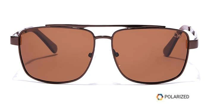 Elite by Coolwinks S15A6476 Brown Polarized Retro Square Sunglasses for Men and Women-