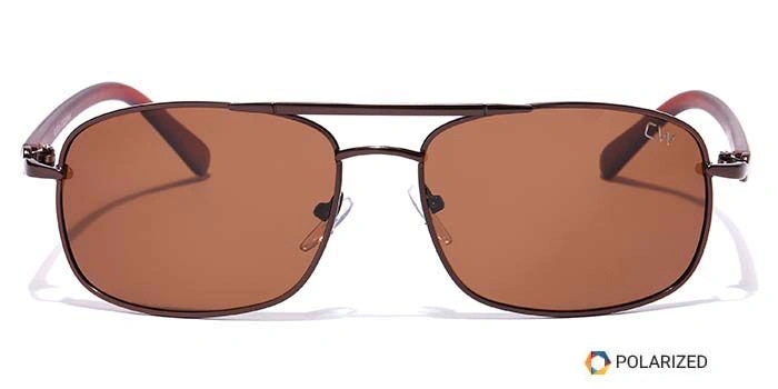 Elite by Coolwinks S15A6478 Brown Polarized Retro Square Sunglasses for Men and Women-