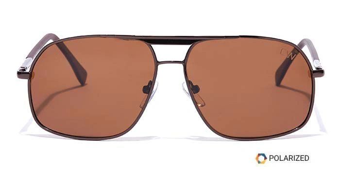 Elite by Coolwinks S15C6435 Brown Polarized Retro Square Sunglasses for Men and Women-