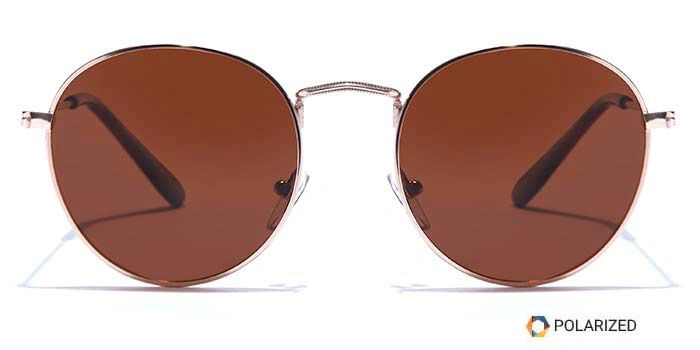 ELITE by Coolwinks S15B5441 Brown Polarized Round Sunglasses for Men and Women-