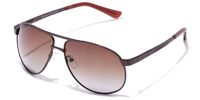 Elite by Coolwinks S15B6428 Brown Tinted Pilot Sunglasses for Men and Women-BROWN-1