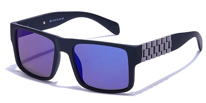 JRS by Coolwinks S20B6343 Blue Flash Retro Square Sunglasses for Men and Women-BLUE-1