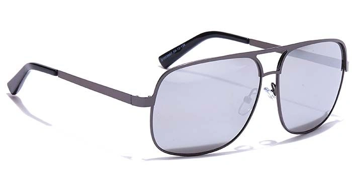 JRS by Coolwinks S10C5657 Silver Mirror Retro Square Sunglasses for Men and Women-SILVER-2