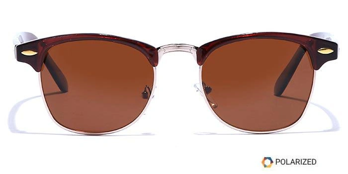 ELITE by Coolwinks S15B5600 Brown Polarized Clubmaster Sunglasses for Men and Women-