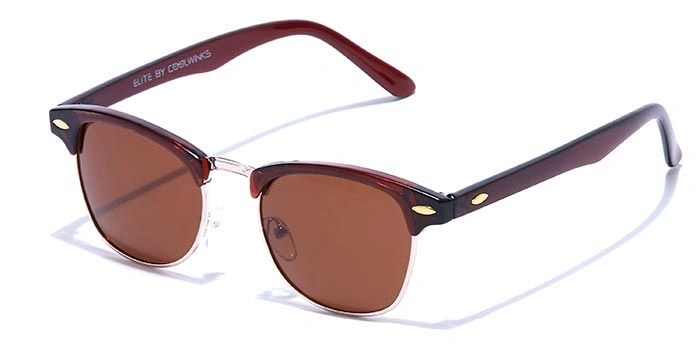 ELITE by Coolwinks S15B5600 Brown Polarized Clubmaster Sunglasses for Men and Women-BROWN-1