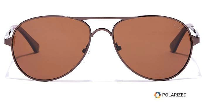 Elite by Coolwinks S15A6423 Brown Polarized Pilot Sunglasses for Men and Women-