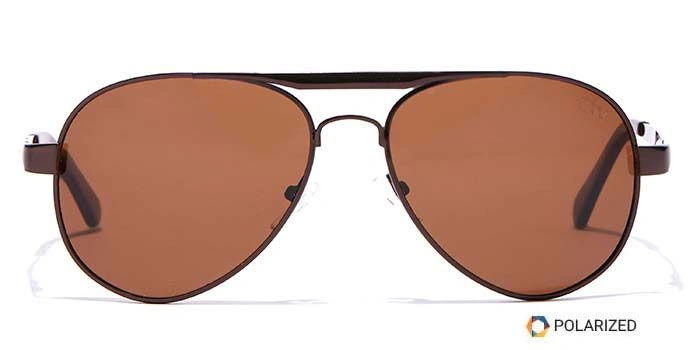 Elite by Coolwinks S15A6425 Brown Polarized Pilot Sunglasses for Men and Women-