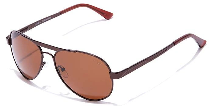 Elite by Coolwinks S15A6425 Brown Polarized Pilot Sunglasses for Men and Women-BROWN-1