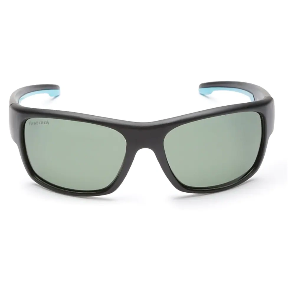 Sporty Wrap Matt Black Polarized + UV Protected Sunglasses for Guys-