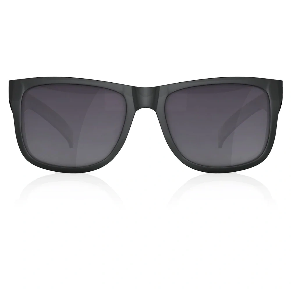 Square Shiny Black 100% UV Protected Sunglasses for Guys-