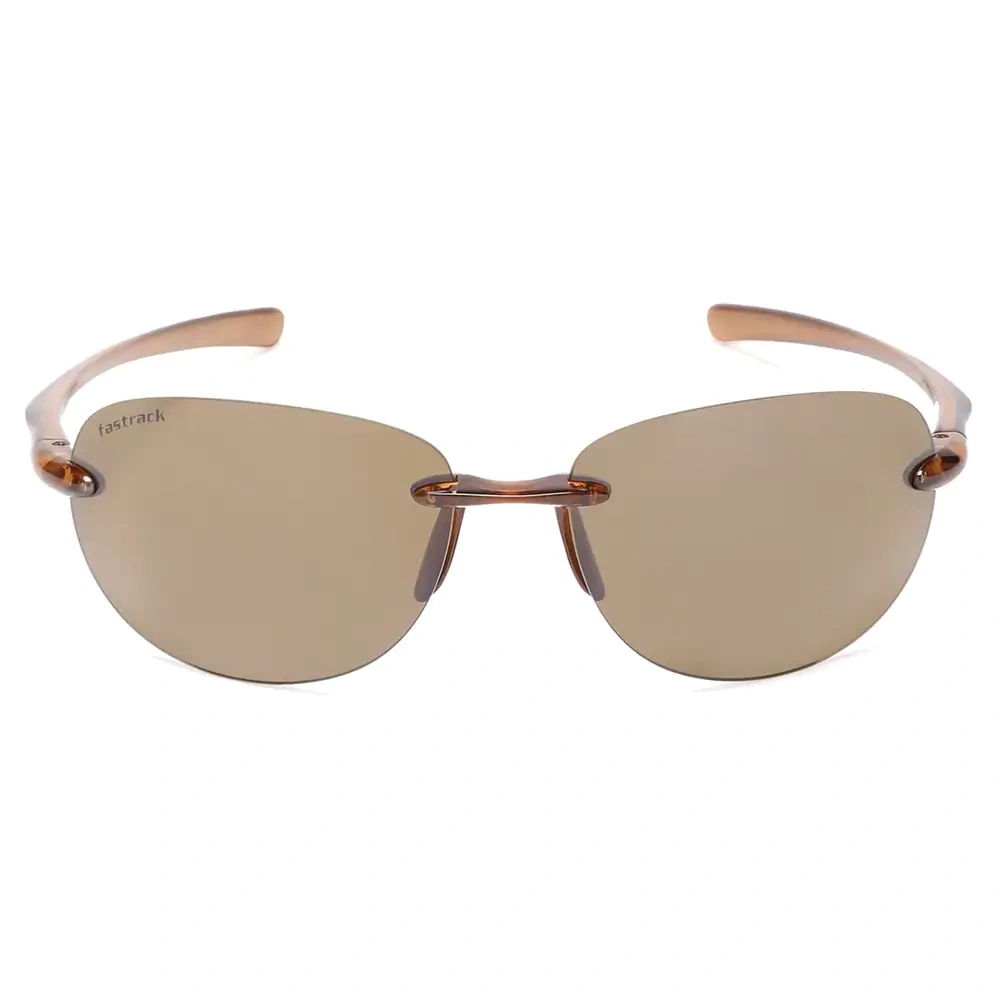 Sporty Shiny Brown Non Gradient Sunglasses for Guys-