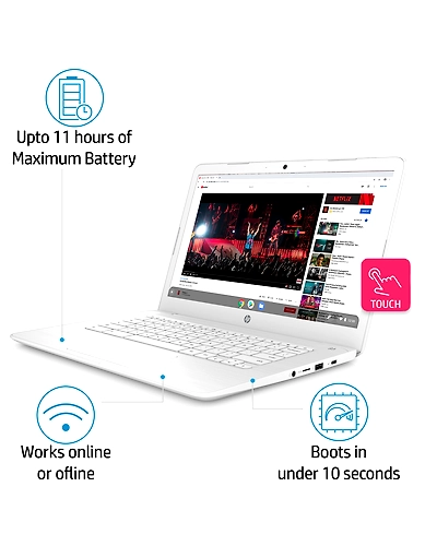 HP Chromebook CA003TU Celeron Dual Core Chrome/4GB RAM/64GB eMMC + 100GB Cloud Storage/35.56cm display/Intel HD 500 Graphics/Chrome OS/ Snow White-2