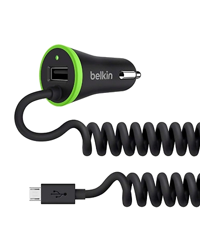 Belkin DUAL USB CAR CHRGR W/MICRO USB-F8M890bt04-BLK
