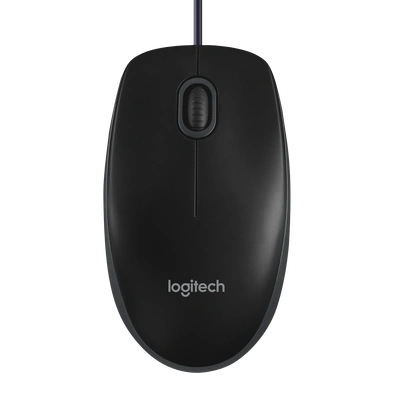 Logitech B100 Wired Optical Mouse (USB, Black)