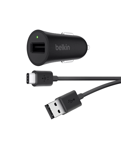 Belkin 3.0 QC CAR CHGR W/USB-A TO USB-C CBL-F7U032BT04-BLK