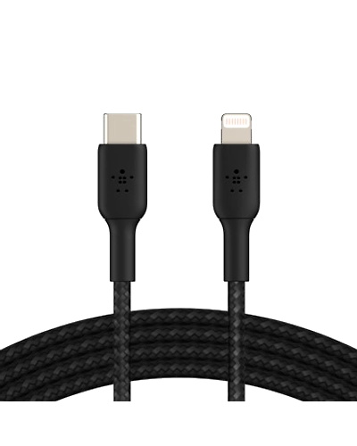Belkin BRAIDED USB-C TO LIGHTNING CABLE 1M BLK-CAA004bt1MBK