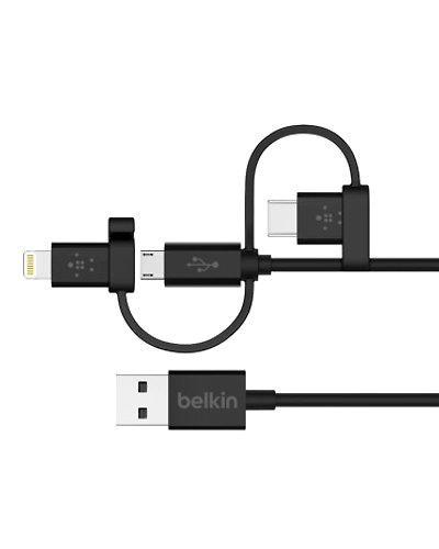 Belkin USB-A TO MICRO USB/LTG/USB-C,4,CHRG/SYNC CABLE-F8J050bt04-BLK