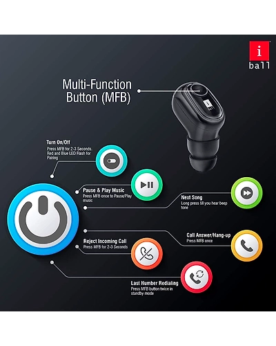 iBall BT Headset with Mic Nano Earwear T9 V3.0-2