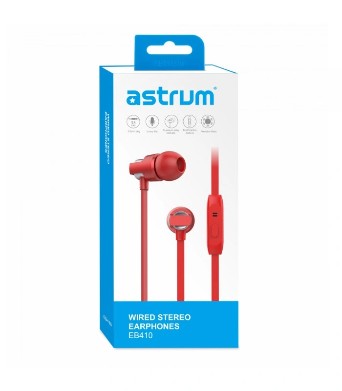 Astrum EB410  Grey+Silver/Red+Silver/Mobile Wired Earphone-Red-2