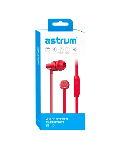 Astrum EB410  Grey+Silver/Red+Silver/Mobile Wired Earphone-Red-2