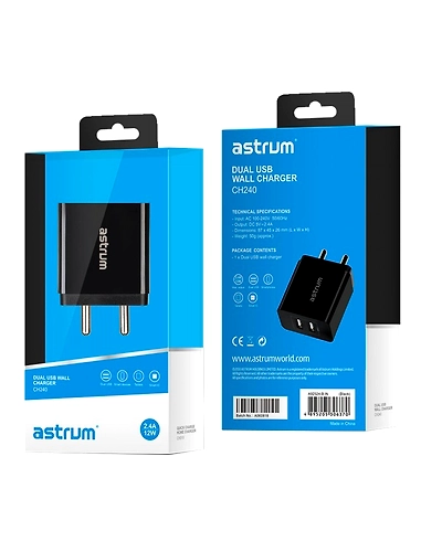 Astrum  CH240/Glossy Black/Wall Travel Charger-2
