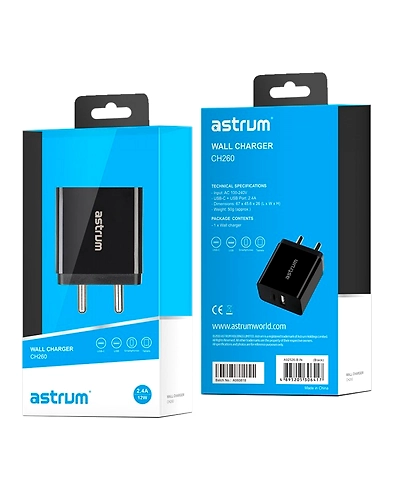 Astrum  CH260/Glossy Black/Wall Travel Charger-2