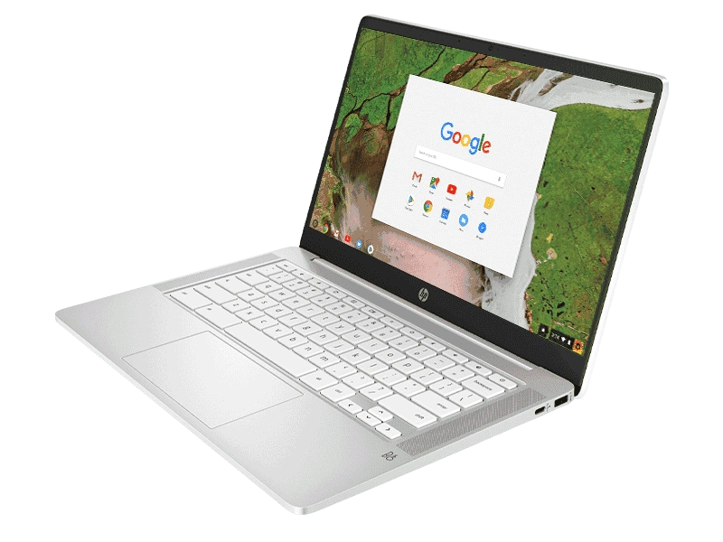 HP Chromebook 14a-na0002TU Intel N4020 / 4 GB / 64GB SSD + 100GB Cloud + 256GB expandable / 14 Inche / Intel HD Graphics / Chrome OS, G-suite, MSO apps / Island KBD, Google Assistant-1