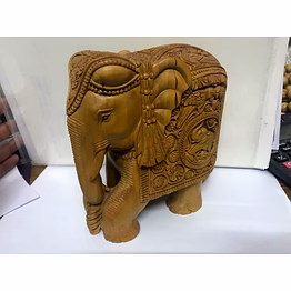 decorative hand-carved wooden elephant figurine