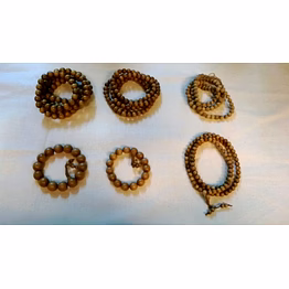 wooden bead mala & bracelet combo set